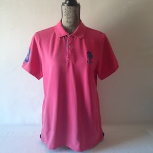 U.S.POLO Assn. women's pink short sleeve golf polo shirt size M